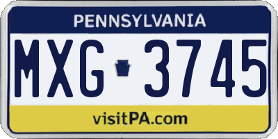 PA license plate MXG3745