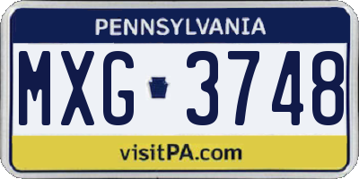 PA license plate MXG3748