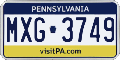 PA license plate MXG3749