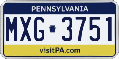 PA license plate MXG3751