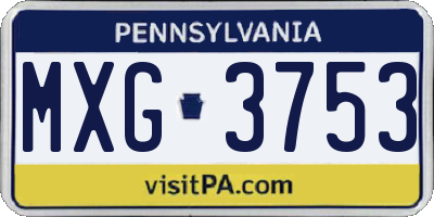 PA license plate MXG3753