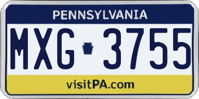 PA license plate MXG3755