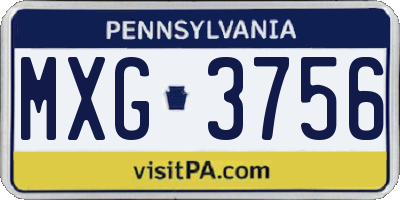 PA license plate MXG3756