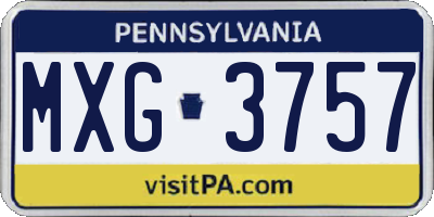 PA license plate MXG3757