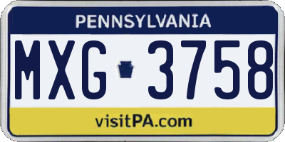 PA license plate MXG3758