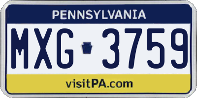 PA license plate MXG3759