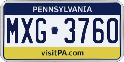 PA license plate MXG3760