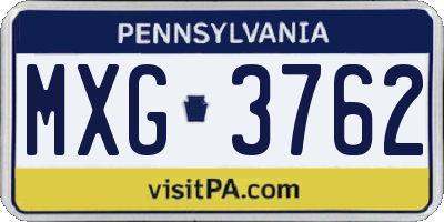 PA license plate MXG3762