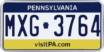 PA license plate MXG3764