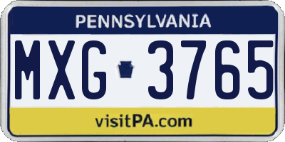 PA license plate MXG3765