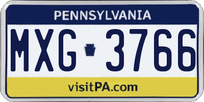 PA license plate MXG3766