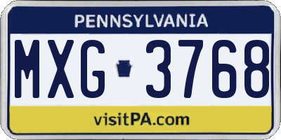 PA license plate MXG3768