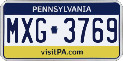 PA license plate MXG3769