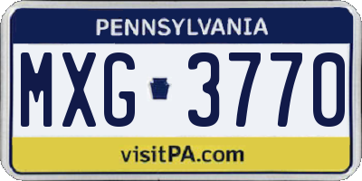 PA license plate MXG3770