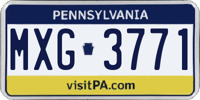 PA license plate MXG3771