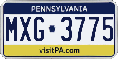 PA license plate MXG3775