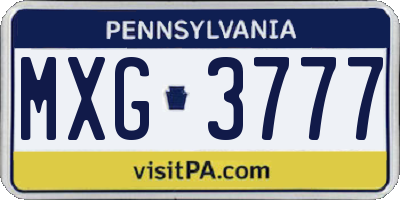PA license plate MXG3777