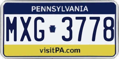 PA license plate MXG3778