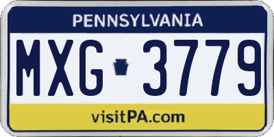 PA license plate MXG3779