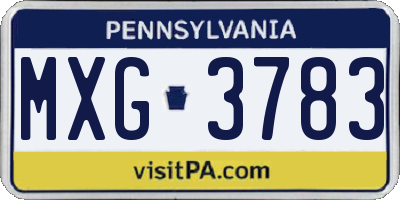 PA license plate MXG3783