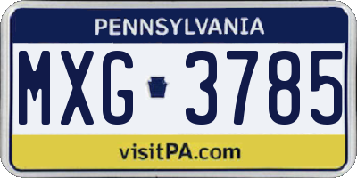 PA license plate MXG3785