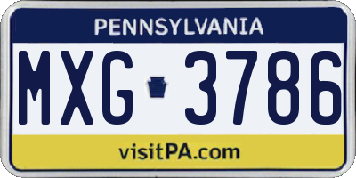 PA license plate MXG3786