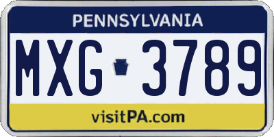 PA license plate MXG3789