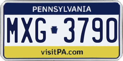 PA license plate MXG3790