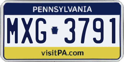 PA license plate MXG3791