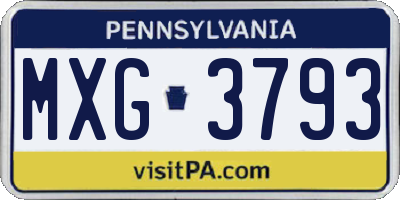 PA license plate MXG3793