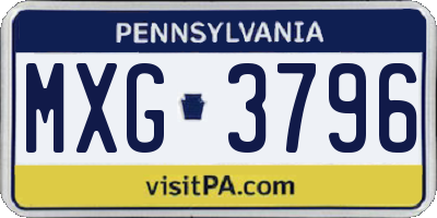 PA license plate MXG3796