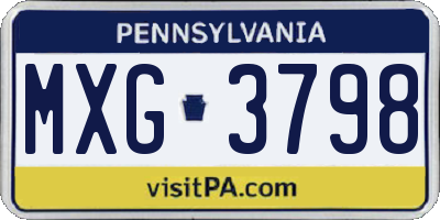 PA license plate MXG3798