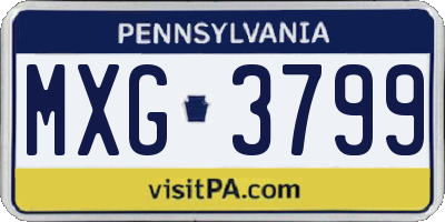 PA license plate MXG3799