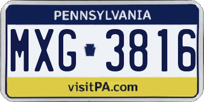 PA license plate MXG3816
