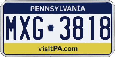 PA license plate MXG3818