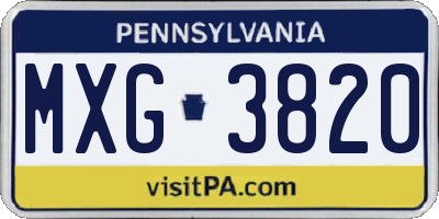 PA license plate MXG3820