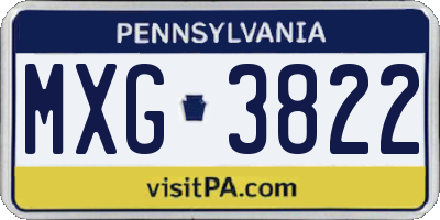 PA license plate MXG3822