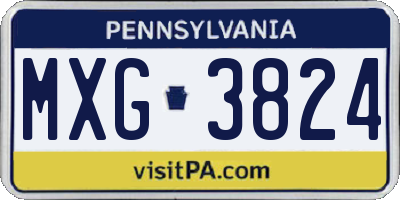 PA license plate MXG3824