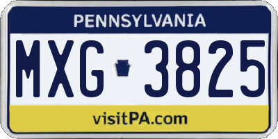 PA license plate MXG3825