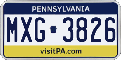 PA license plate MXG3826