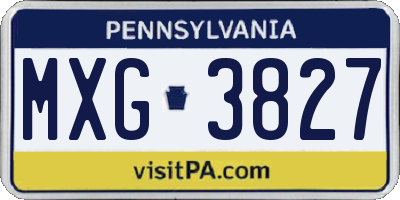 PA license plate MXG3827