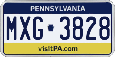PA license plate MXG3828