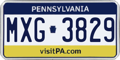 PA license plate MXG3829