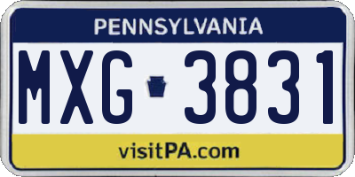 PA license plate MXG3831