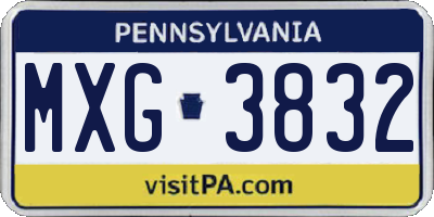 PA license plate MXG3832