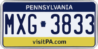 PA license plate MXG3833