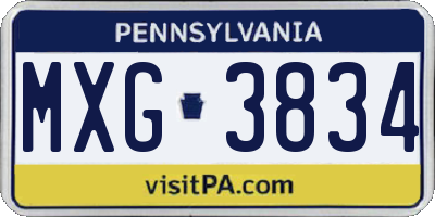 PA license plate MXG3834