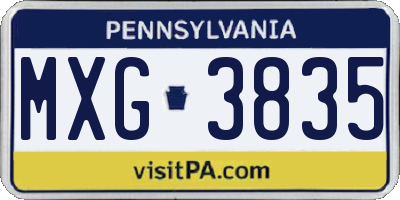 PA license plate MXG3835