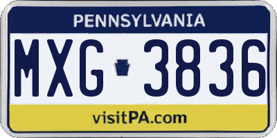 PA license plate MXG3836