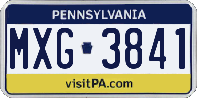 PA license plate MXG3841